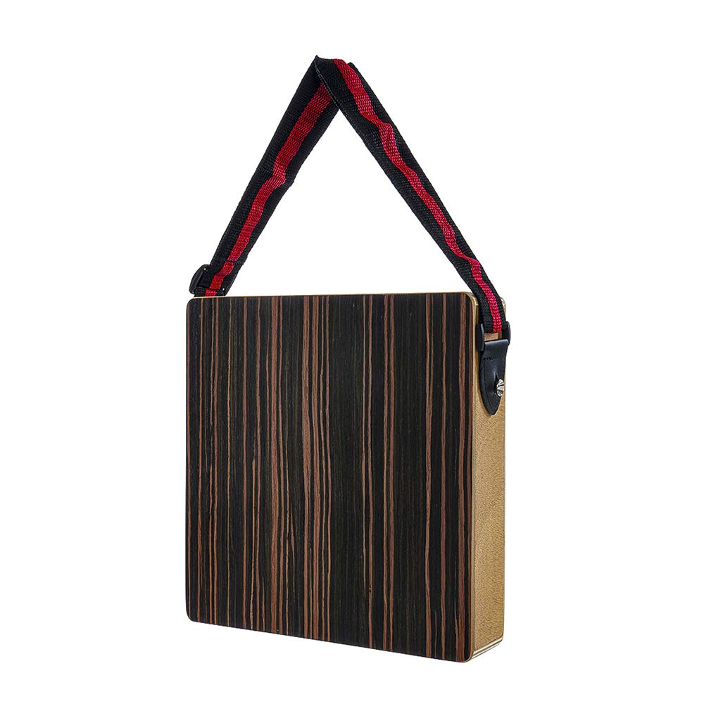 Decdeal Cajon Boxdrum Two Hands Black Travel Practice Drum Accompaniment Music Boxdrum Solid Wood Portable with Strap Black