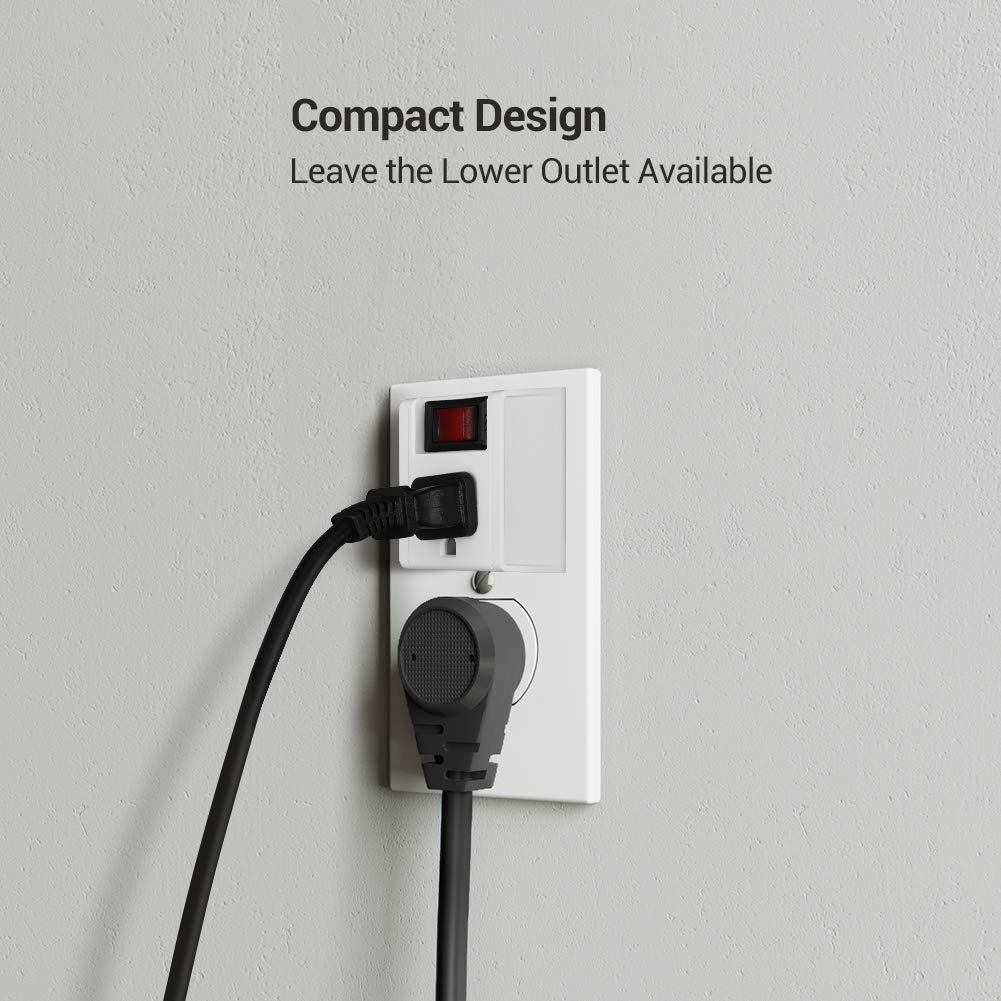 Dewenwils Grounded Single Port Power Adapter With On/Off Switch, 3Prong Electrical Plug Outlet Switch, 15A Circuit Breaker, 280J