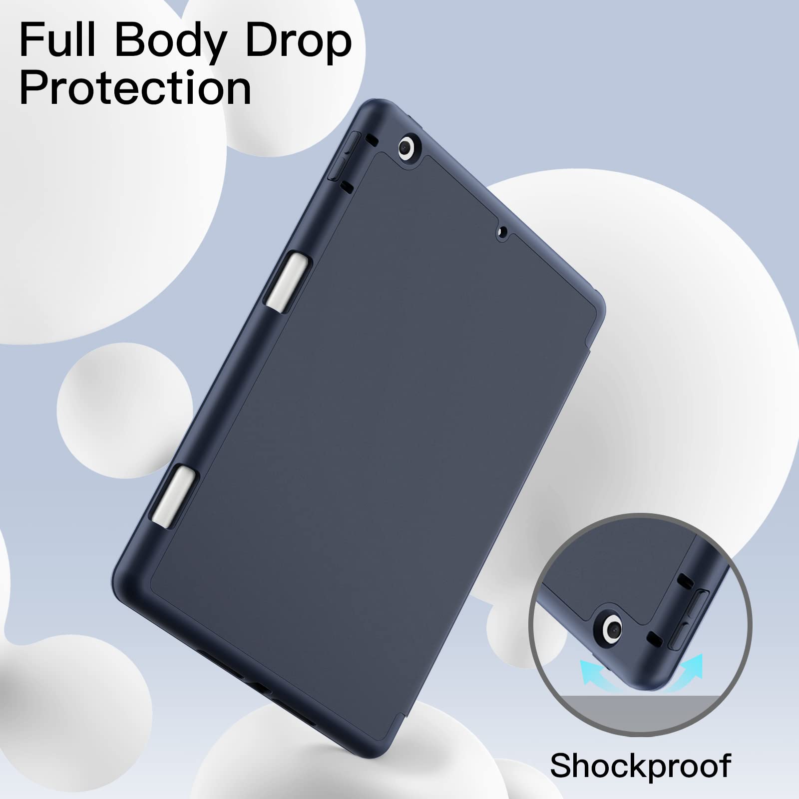 Jetech Case For Ipad 10.2 Inch 2021/2020/2019 (9Th/8Th/7Th) Model With Pencil Holder, Slim Tablet Cover With Soft Tpu Back, Auto