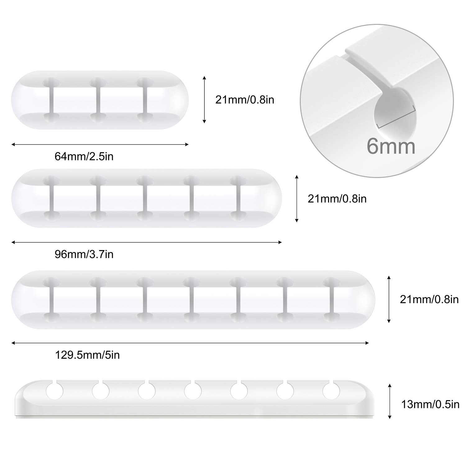 SOULWIT Cable Holder Clips 3-Pack Self Adhesive Silicone Cord Organizer White