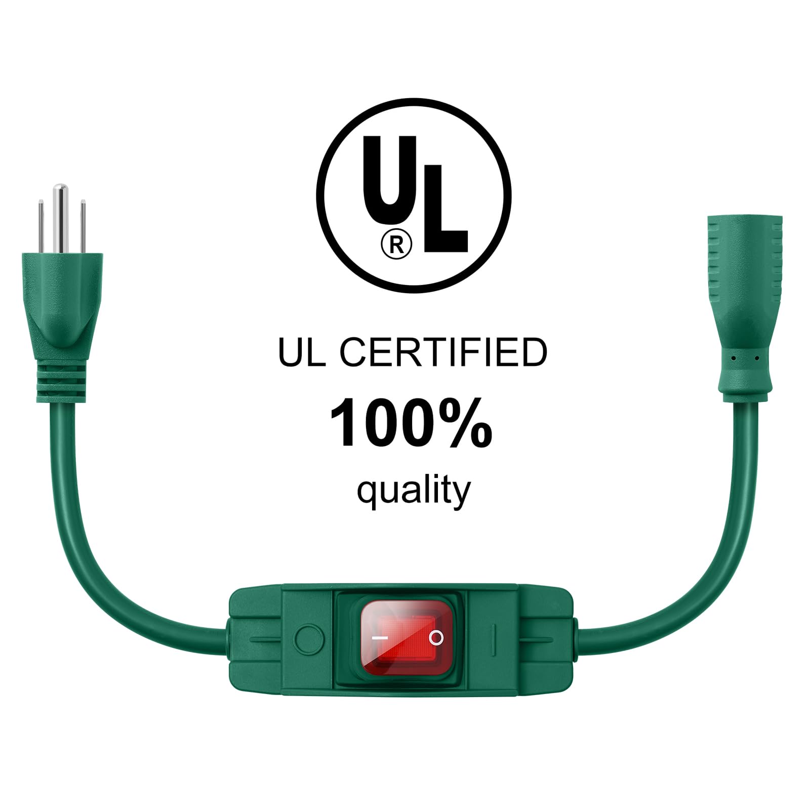 Outdoor Waterproof Extension Cord With Switch   3 Prong, On/Off Switch With Sjtw Extension Cord, Heavy Duty, 125V/250V (6 Ft, Gr