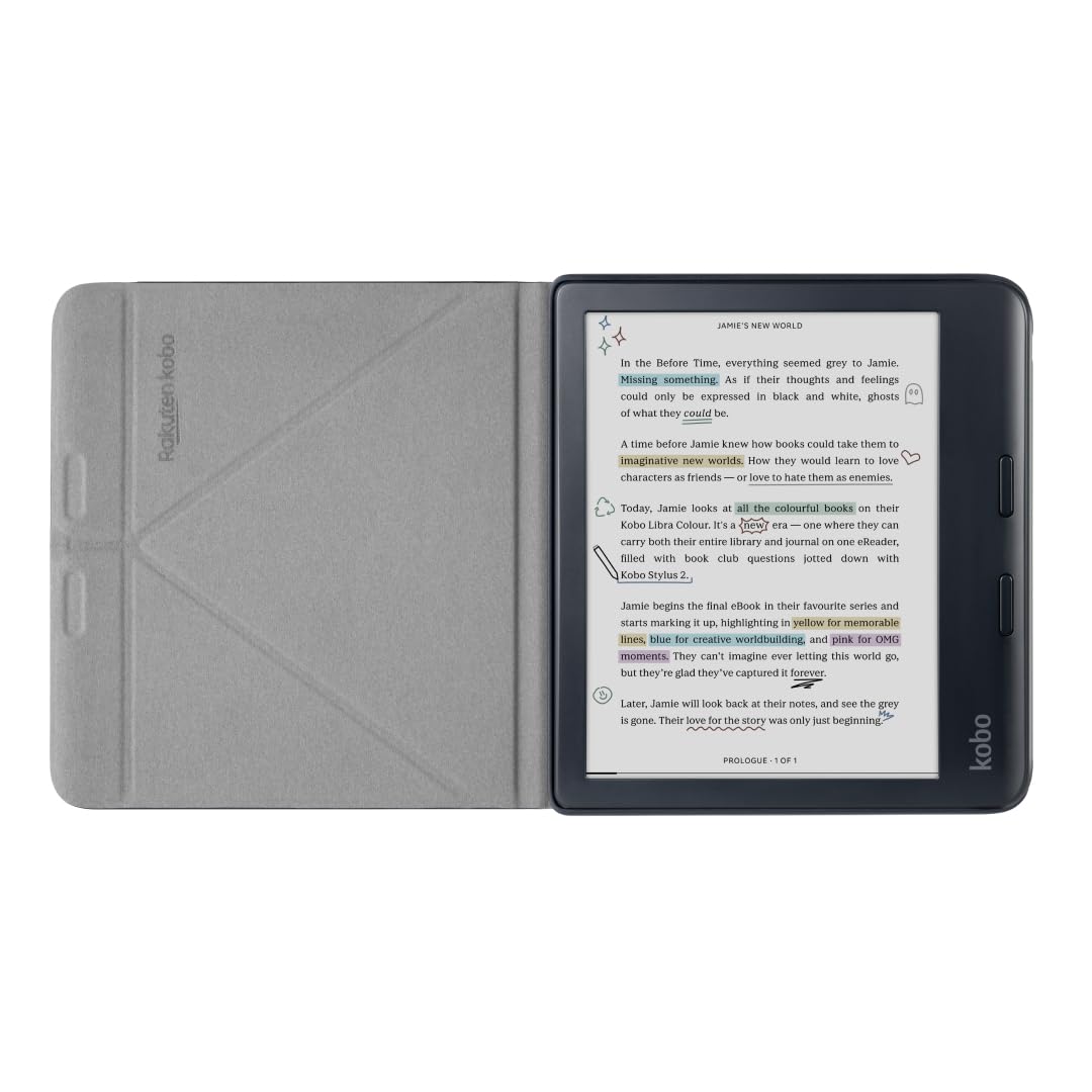 Kobo Libra Colour Sleepcover Case | Black | Sleep/Wake Technology | Built In 2 Way Stand | Vegan Leather | Compatible With 7