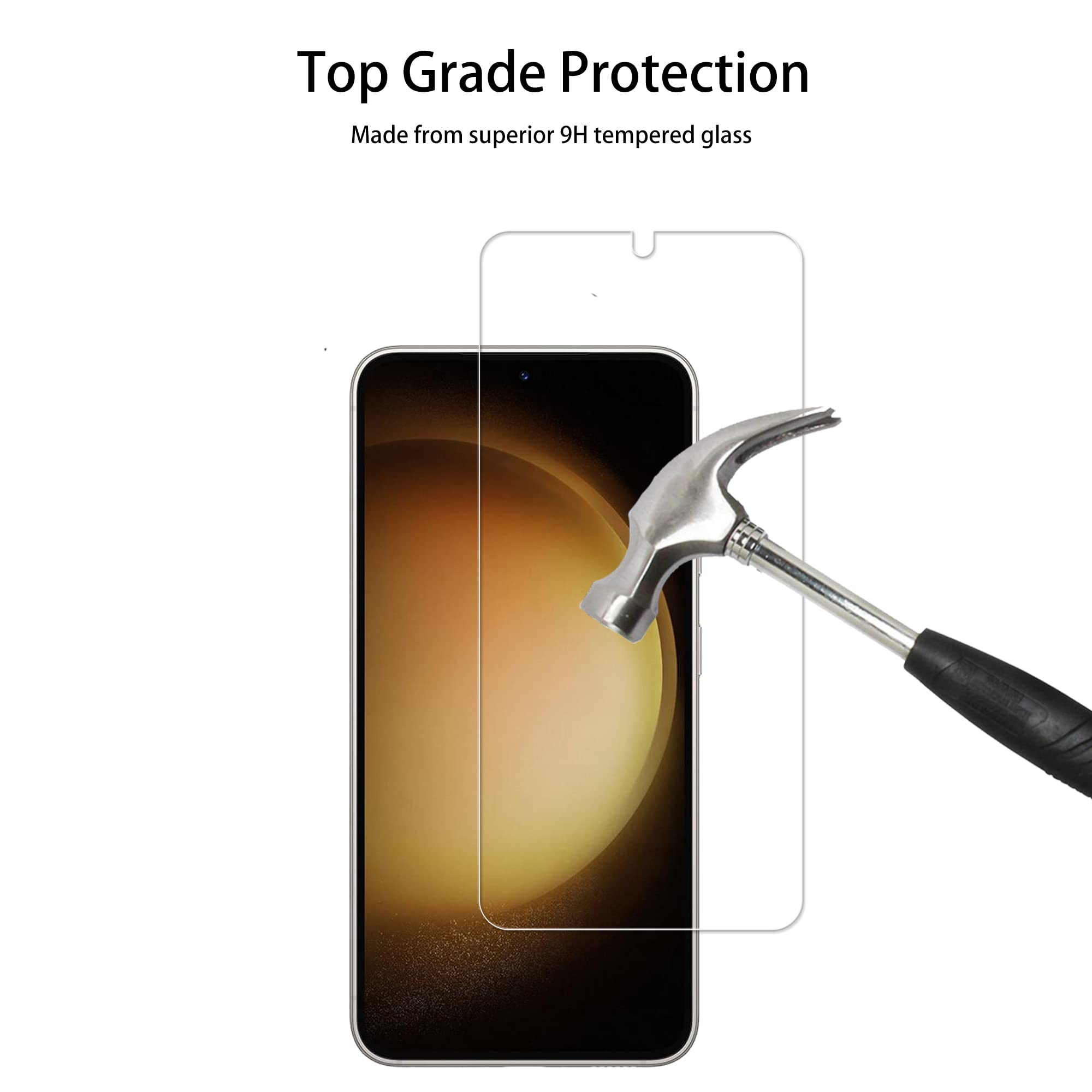 Hkkais Easy Alignment Frame Designed For Samsung Galaxy S23 5G Tempered Glass Screen Protector 2 Pack Camera Lens Protector Film