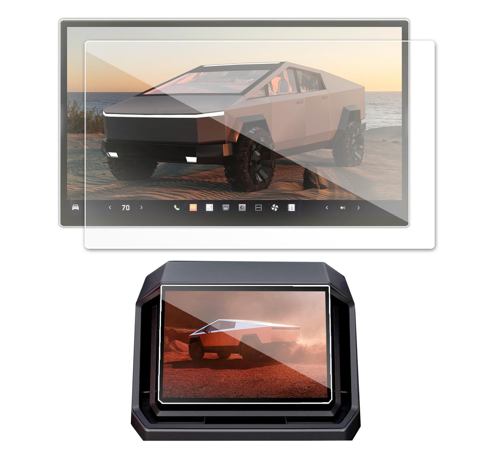 2Pcs Matte 2024 Tesla Cybertruck Screen Protector Compatible With Cybertruck Tesla 2024 Front & Back Screen Protector 18.5&9.4 R