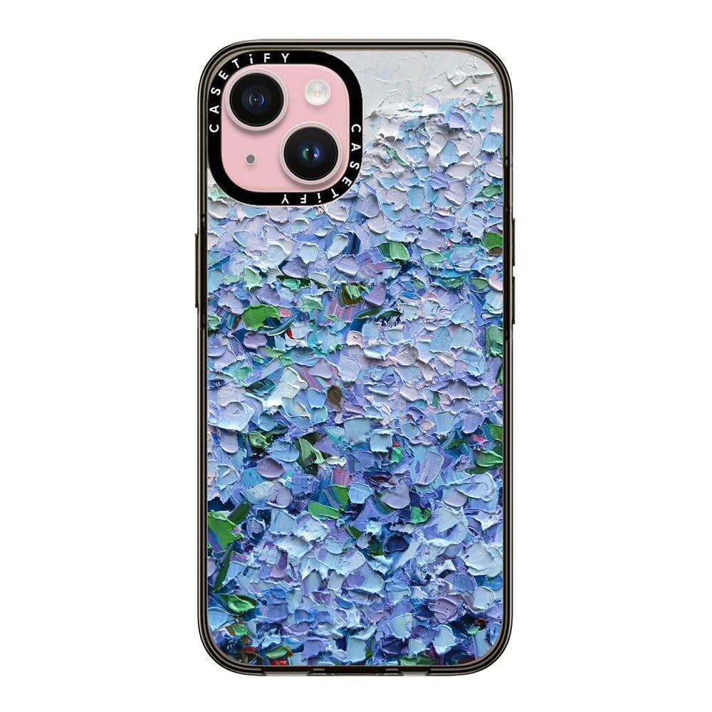 Casetify Compact Case For Iphone 15 [2X Military Grade Drop Tested / 4Ft Drop Protection]   Nantucket Blue Hydrangeas   Clear Bl