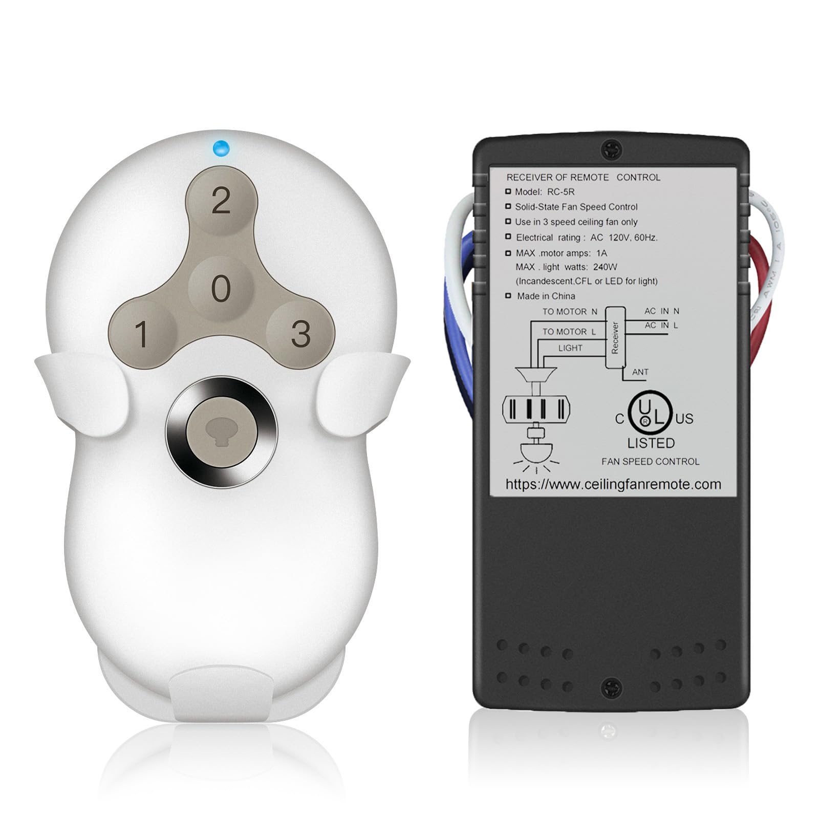 Universal Ceiling Fan Remote Control Kit, Compatible With Hunter, Harbor Breeze Hampton Bay, 3 Speed Control Fans With Dimmer, R