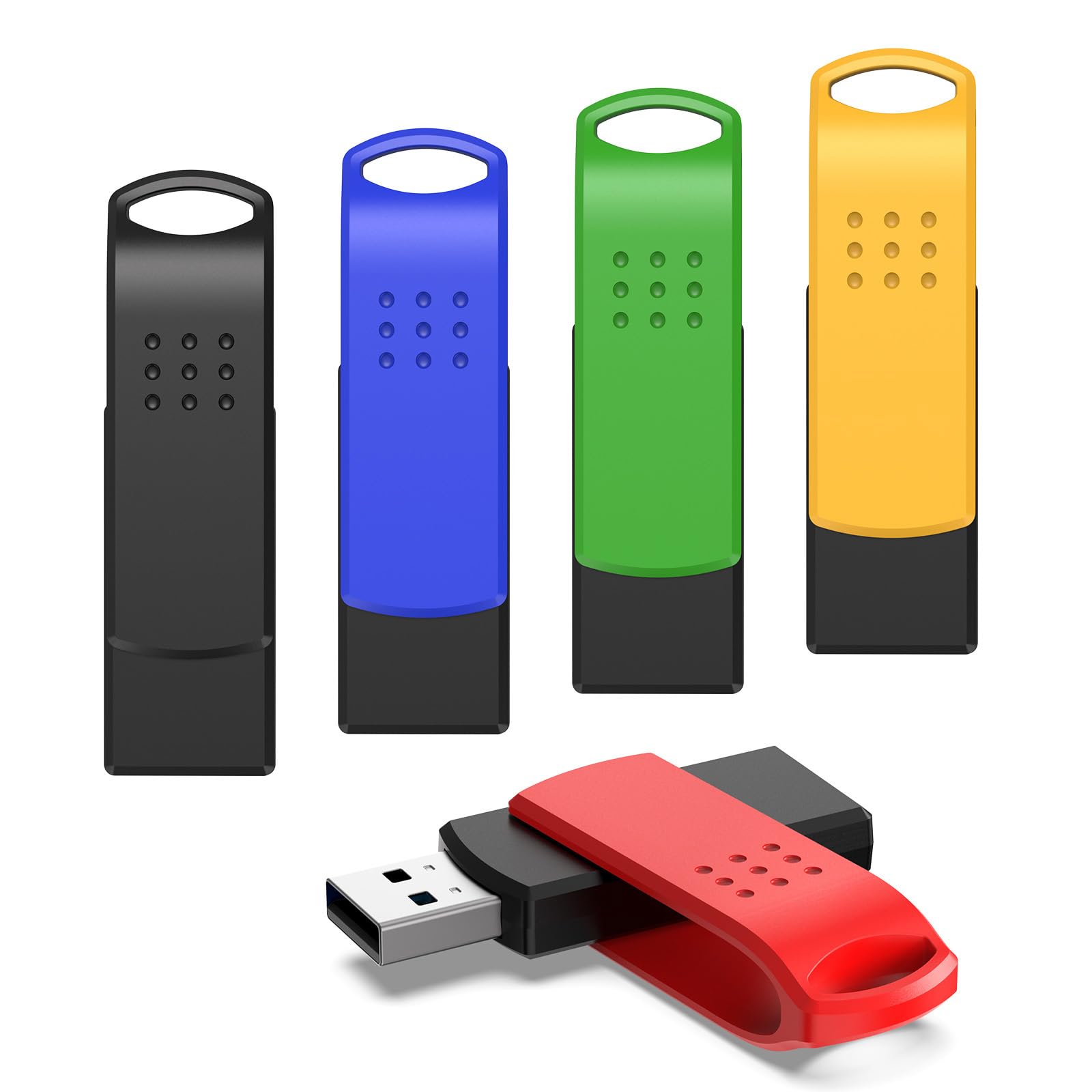 Kexin 32Gb Usb Flash Drive 5 Pack, Swivel Usb 2.0 Memory Stick Thumb Drive With Keychain Design, Portable Pen Drives For Pc, Lap