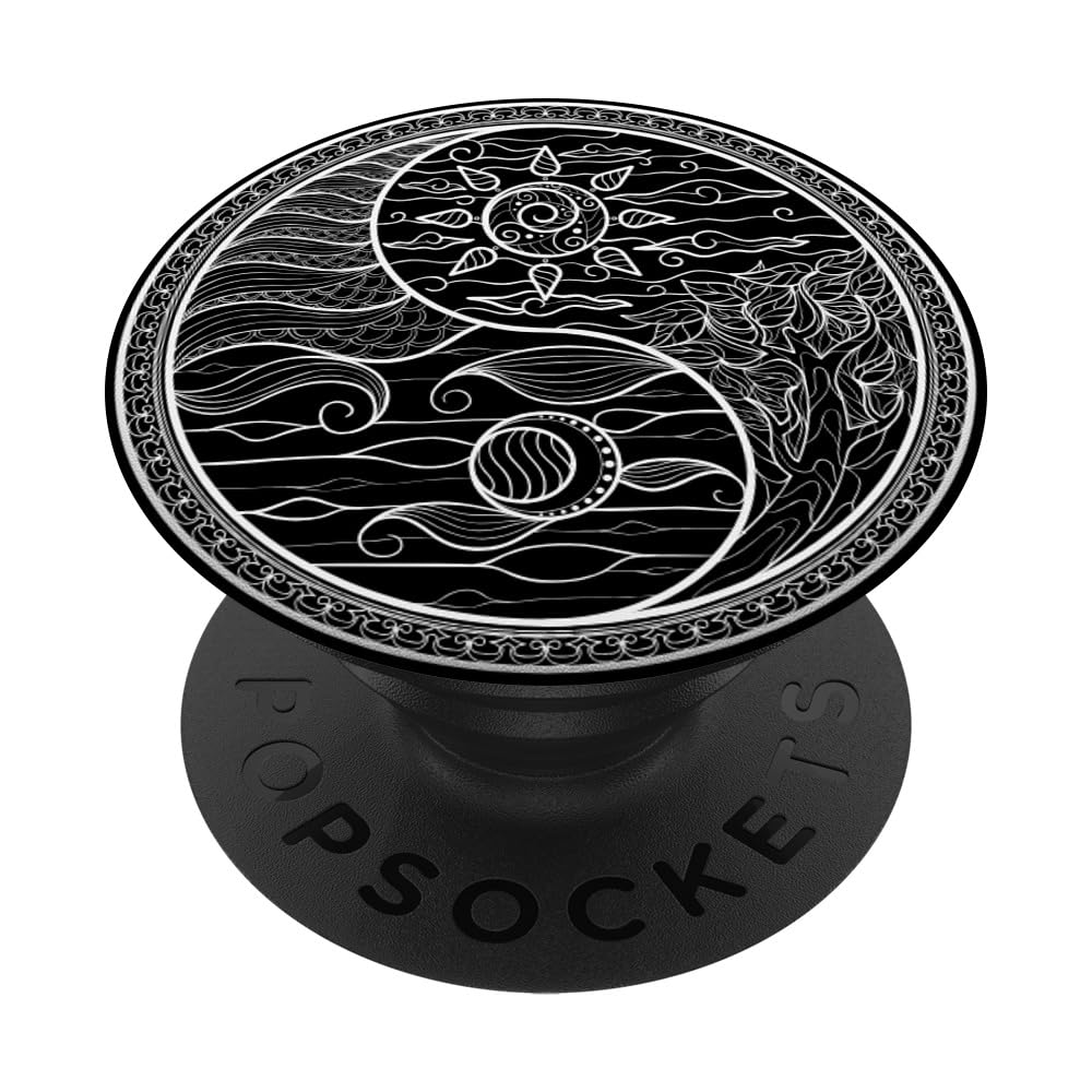 Yin Yang Day Night Chakra Moon Sun Zen Meditation Spiritual Popsockets Standard Popgrip