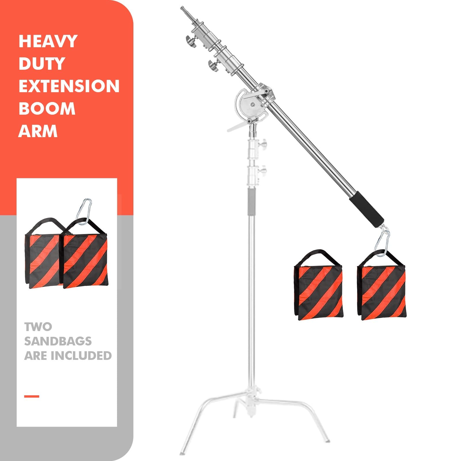 Pro Heavy Duty Extension Boom Arm Bar For Photography C Stand And Light Stand,Adjustable 42 97Inch Crossbar Holding Arm With San