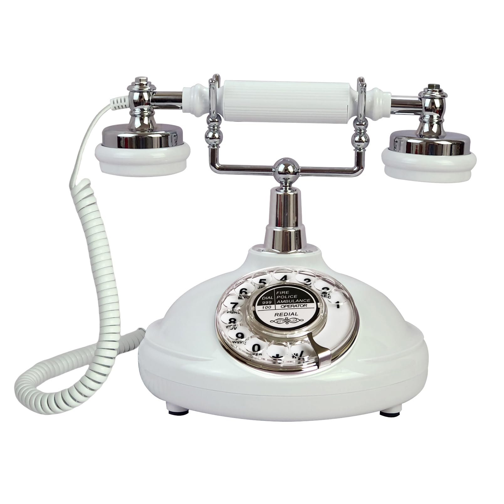 Retro Corded Landline Phone, Telpal White Classic Vintage Old Fashion Telephone For Home/Office/Hotel, Wired Antique Home Phone