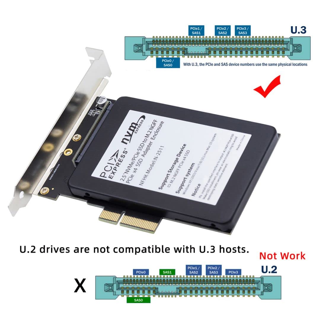 Chenyang U.3 Ssd U3 Kit Sff 8639 To Pci E 4.0 X4 Lane Host Adapter For Motherboard Pm1735 Nvme Pcie Ssd
