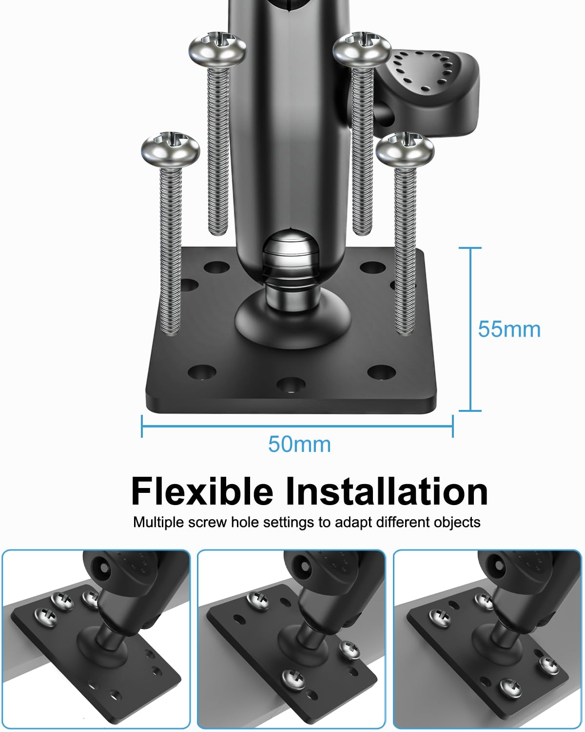 Woleyi Heavy Duty Drill Base Tablet Holder For Car/Truck - [Metal 360 Adjustable Arm] Dashboard Tablet Car Mount For Semi/Busine