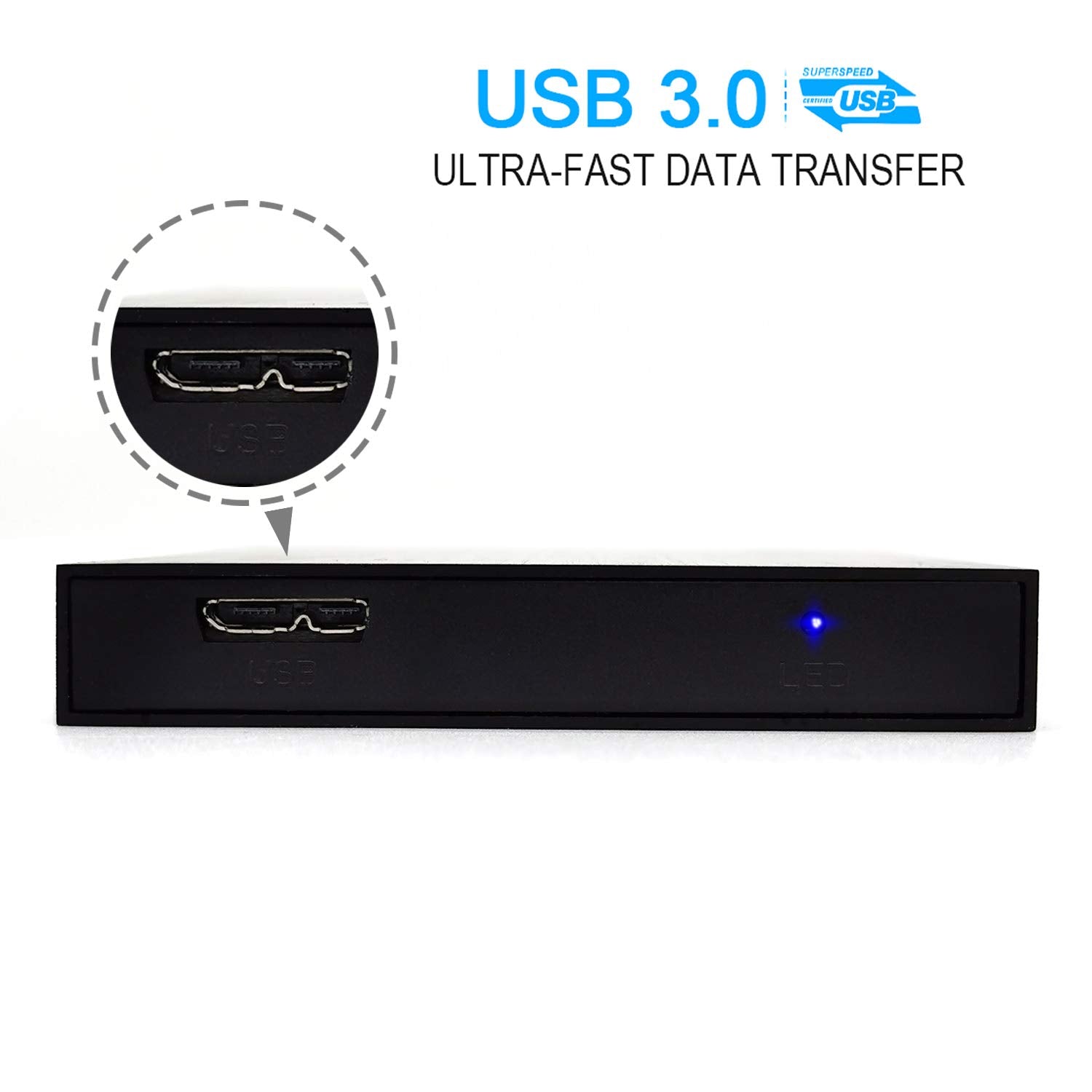 Hwayo 2.5'' 250Gb Ultra Slim Portable External Hard Drive Usb3.0 Hdd Storage For Pc, Laptop, Xbox One Consle (Black)