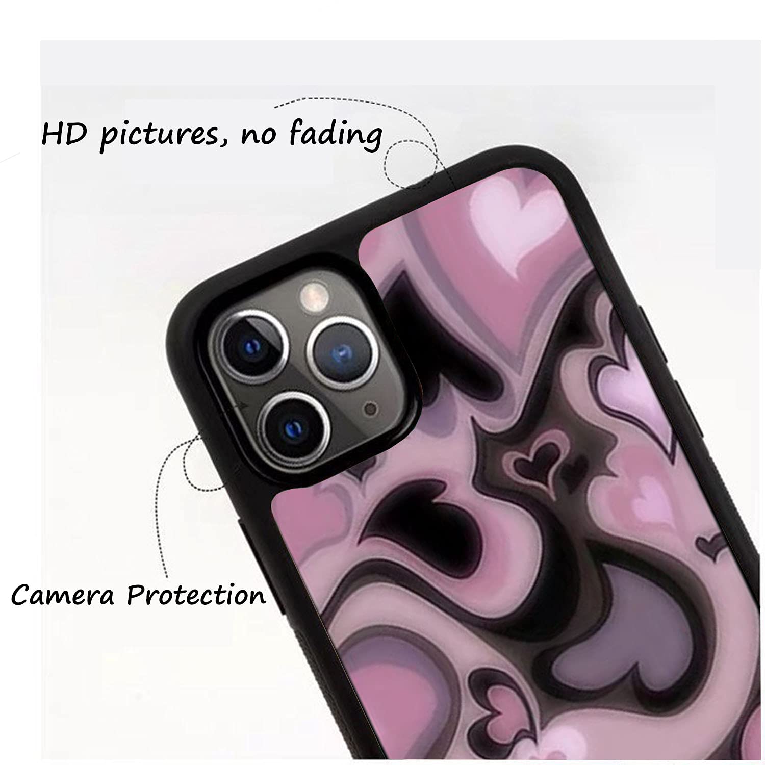 MOKENS iPhone 13 Phone Case Protective Plastic Purple Pink Heart