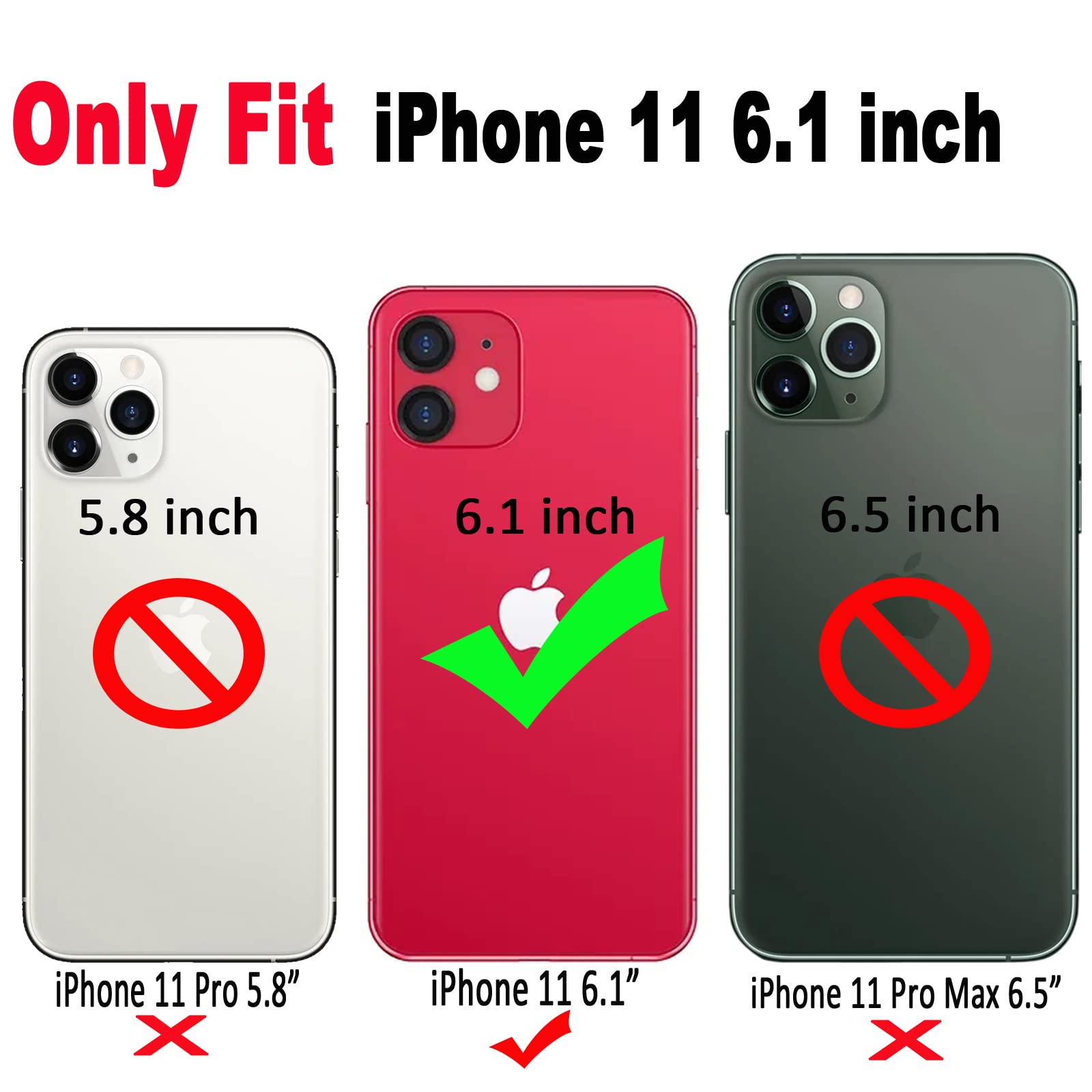 Qokey iPhone 11 Case Laser Love Heart Glitter Shockproof Wave Frame TPU Clear 6.1 inch