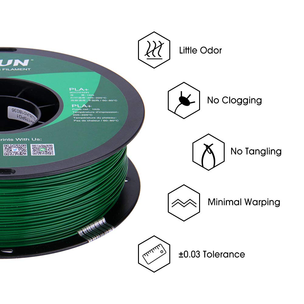 Esun Pla Pro (Pla+) 3D Printer Filament, Dimensional Accuracy +/  0.03Mm, 1Kg Spool, 1.75Mm, Pine Green, Pantone 343C