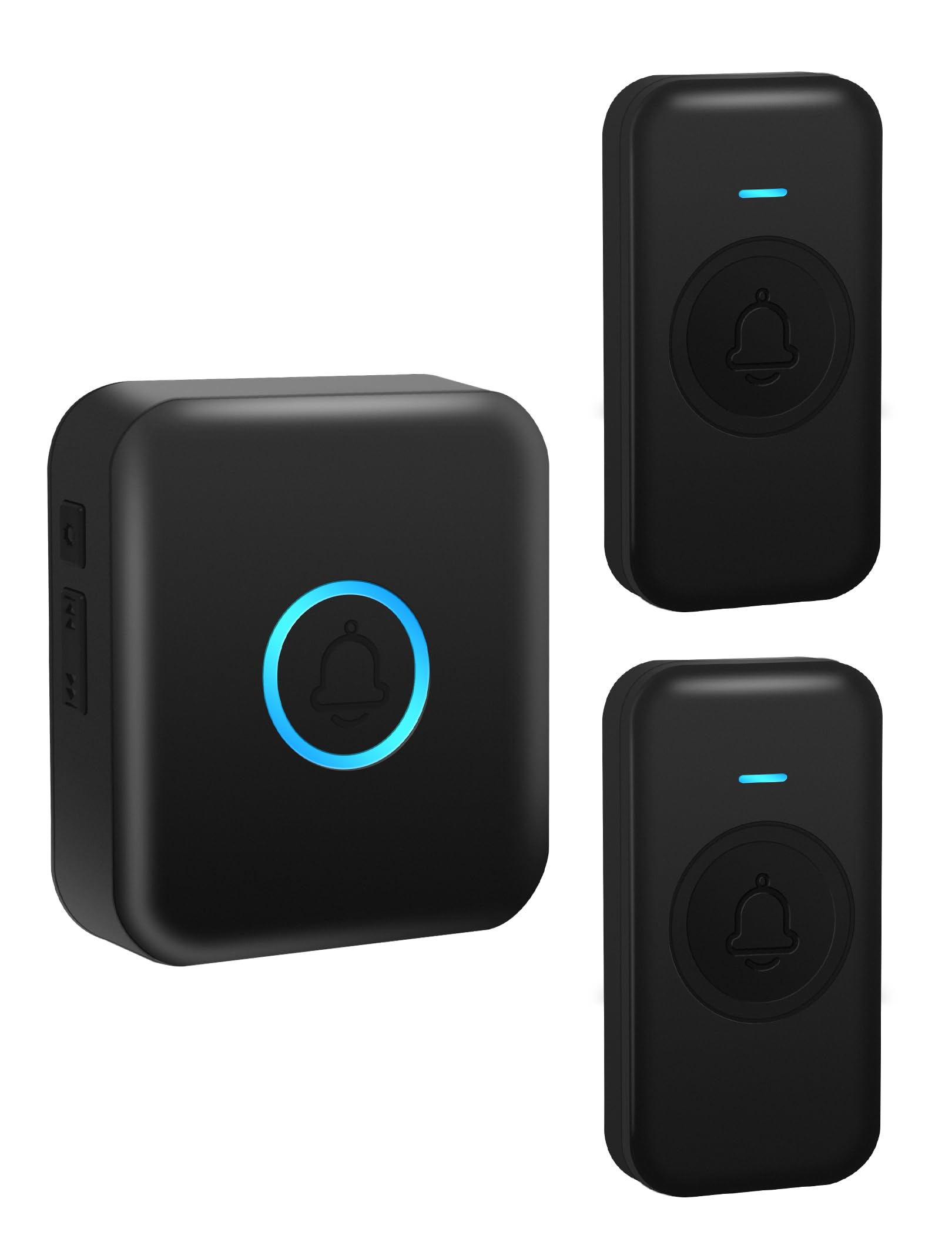 Fovksuc Wireless Doorbell, Waterproof Door Bell Kit With 60 Chimes 5 Levels Volume And Led Flash 1000Ft Range 1 Receiver + 2 Pus