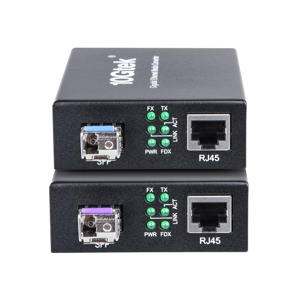 Ipolex A Pair Of Bidi Gigabit Single Mode Lc Fiber To Ethernet Media Converter, With Bidi Sfp Lx Module, 1310Nm/1550Nm, Smf, Up