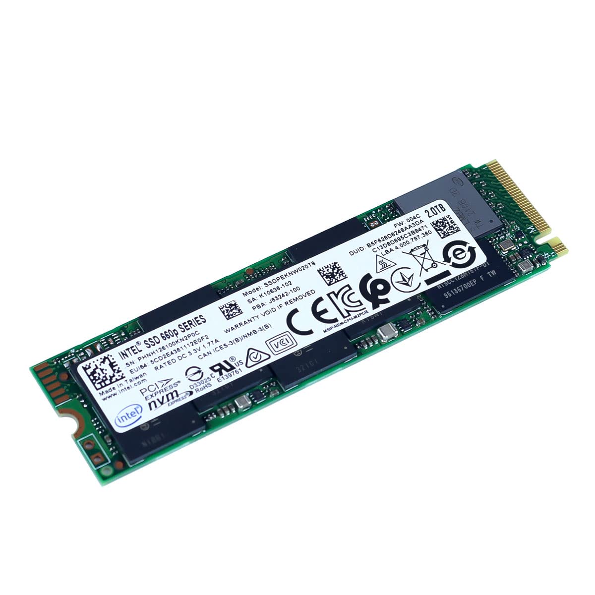 Intel 660P Series M.2 2280 2Tb Pcie Nvme 3.0 X4 3D2, Qlc Internal Solid State Drive (Ssd) Ssdpeknw020T8X1