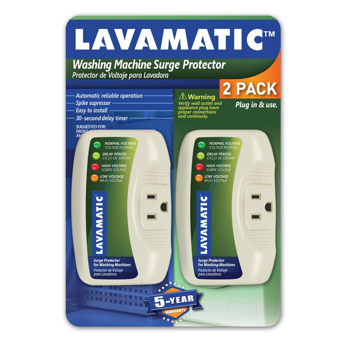 Lavamatic Ws 10521 Electronic Voltage & Surge Protector For Washing Machine   Front Top Load Washers ((2) Pieces)