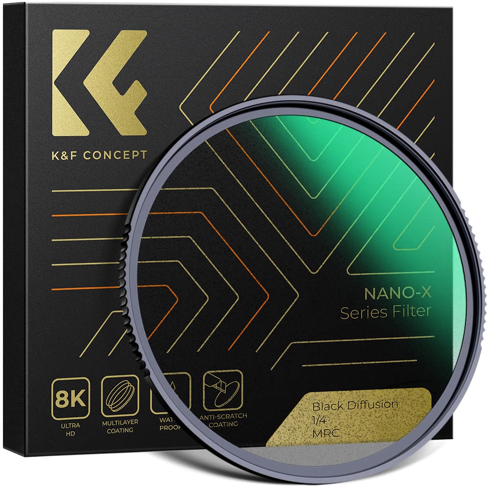 K&F Concept 72Mm Black Diffusion 1/4 Filter Mist Cinematic Effect Filter With 28 Multi Layer Coatings Waterproof/Scratch Resistant For Video/Vlog/Portrait Photography