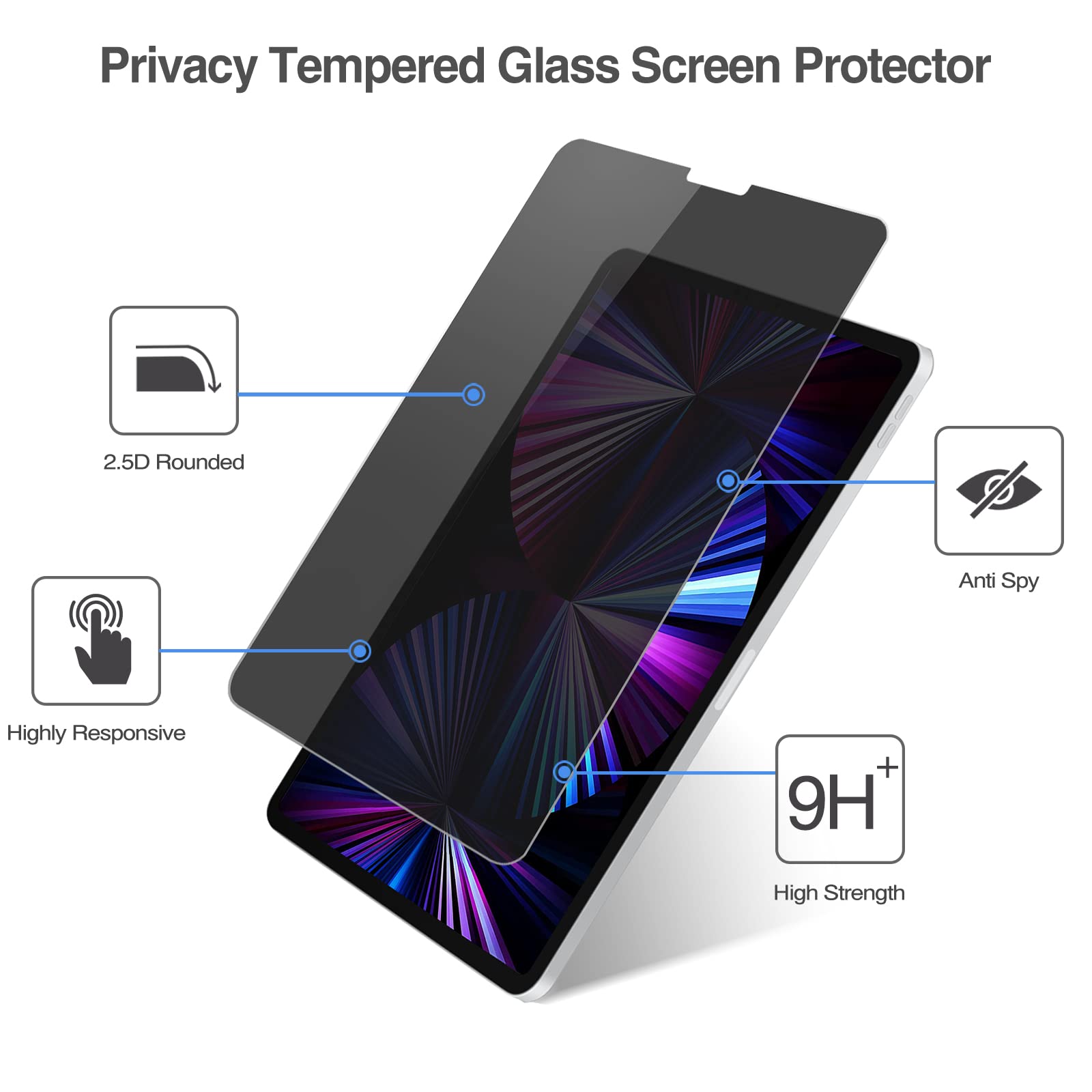 Procase 4 Way Privacy Screen Protector For Ipad Pro 11 4Th 2022, 10.9    Ipad Air 5/4, Ipad Pro 11 3Rd 2Nd 1St, 360 Degree Tempe