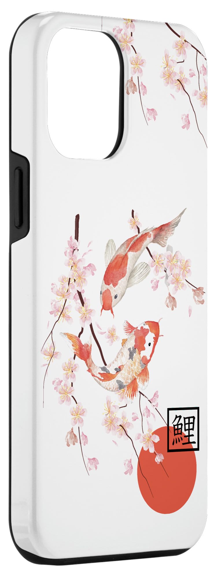 Japanese Cherry Blossom Koi Fish iPhone 12 Pro Max Sakura Graphic Phone Case