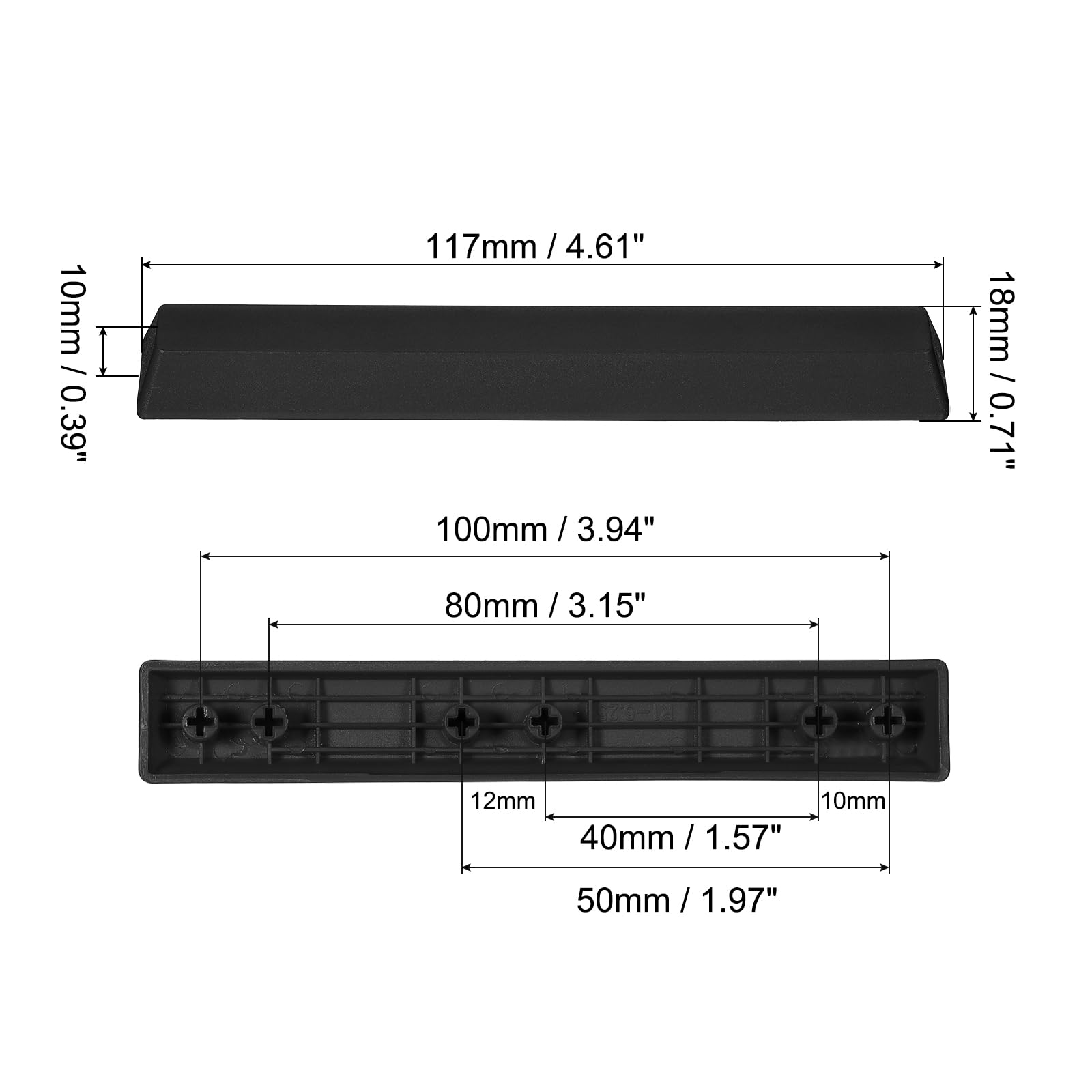 Patikil 6.25U Spacebar Keycaps, Universal Pbt Keyboard Replacement Accessories For Mx Mechanical Keyboard, Black