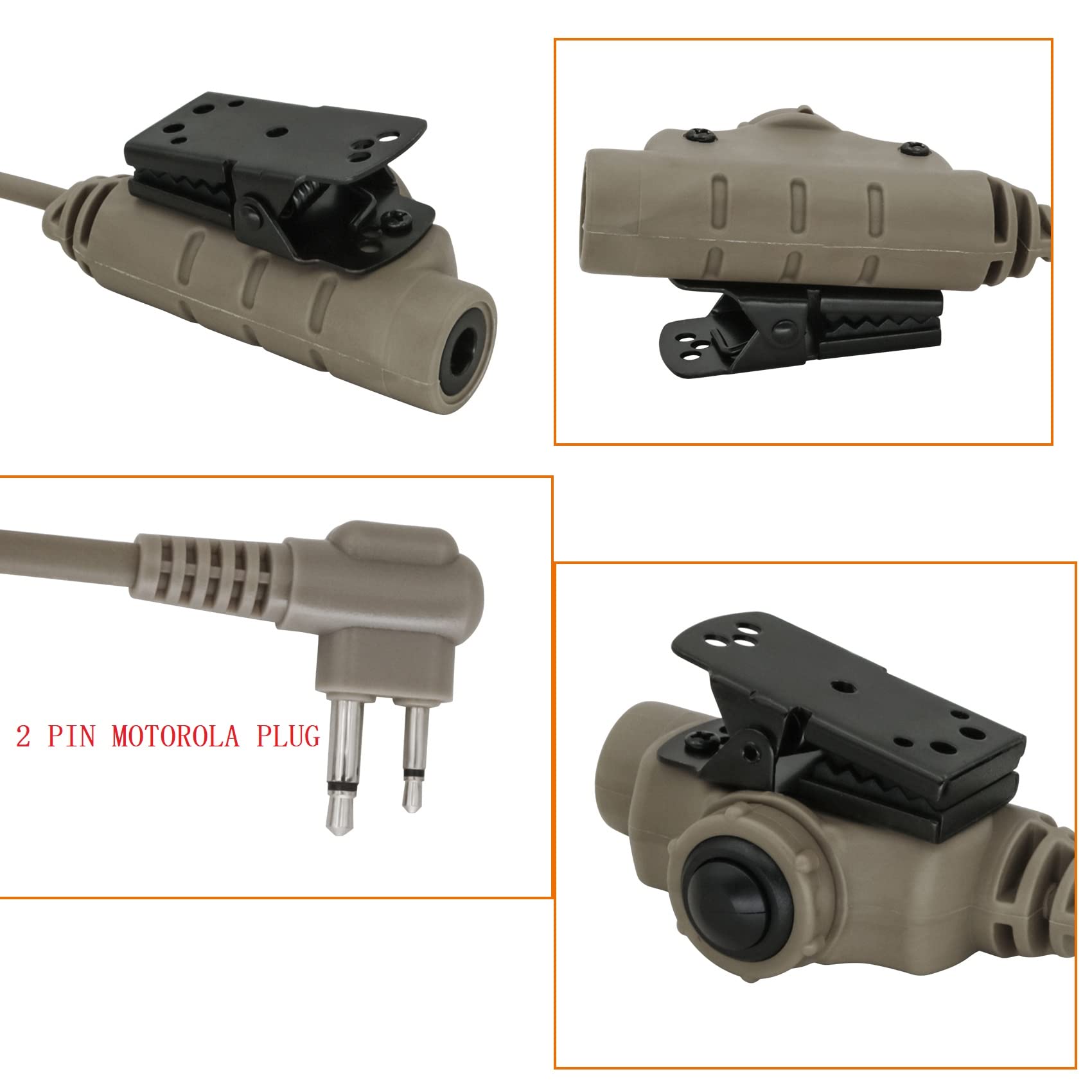 Hearfalcom U94 Ptt Tactical Headset Adapter V2 Ptt Push To Talk Adapter Motorol 2 Pin Ptt Compatible With Civilian Version Tacti