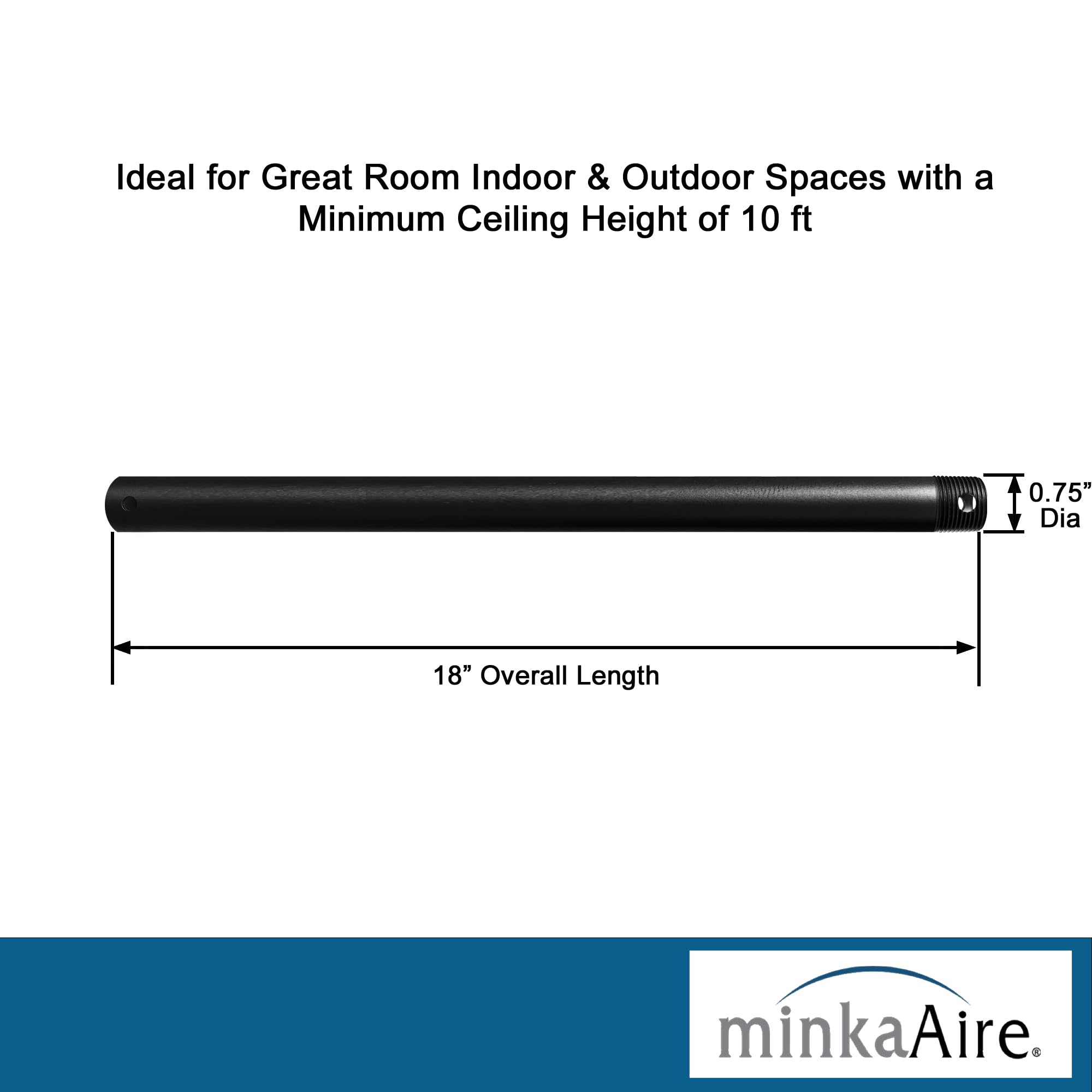 MINKA-AIRE 18'' Downrod - Model DR518-CL in Coal Color