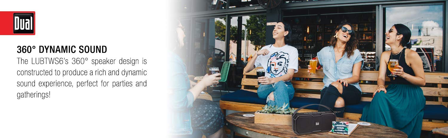 Dual Electronics Lubtws6 Wireless Portable Bluetooth Speaker, Truwireless Bluetooth Stereo, Waterproof & Dustproof Ip67, 360 Deg