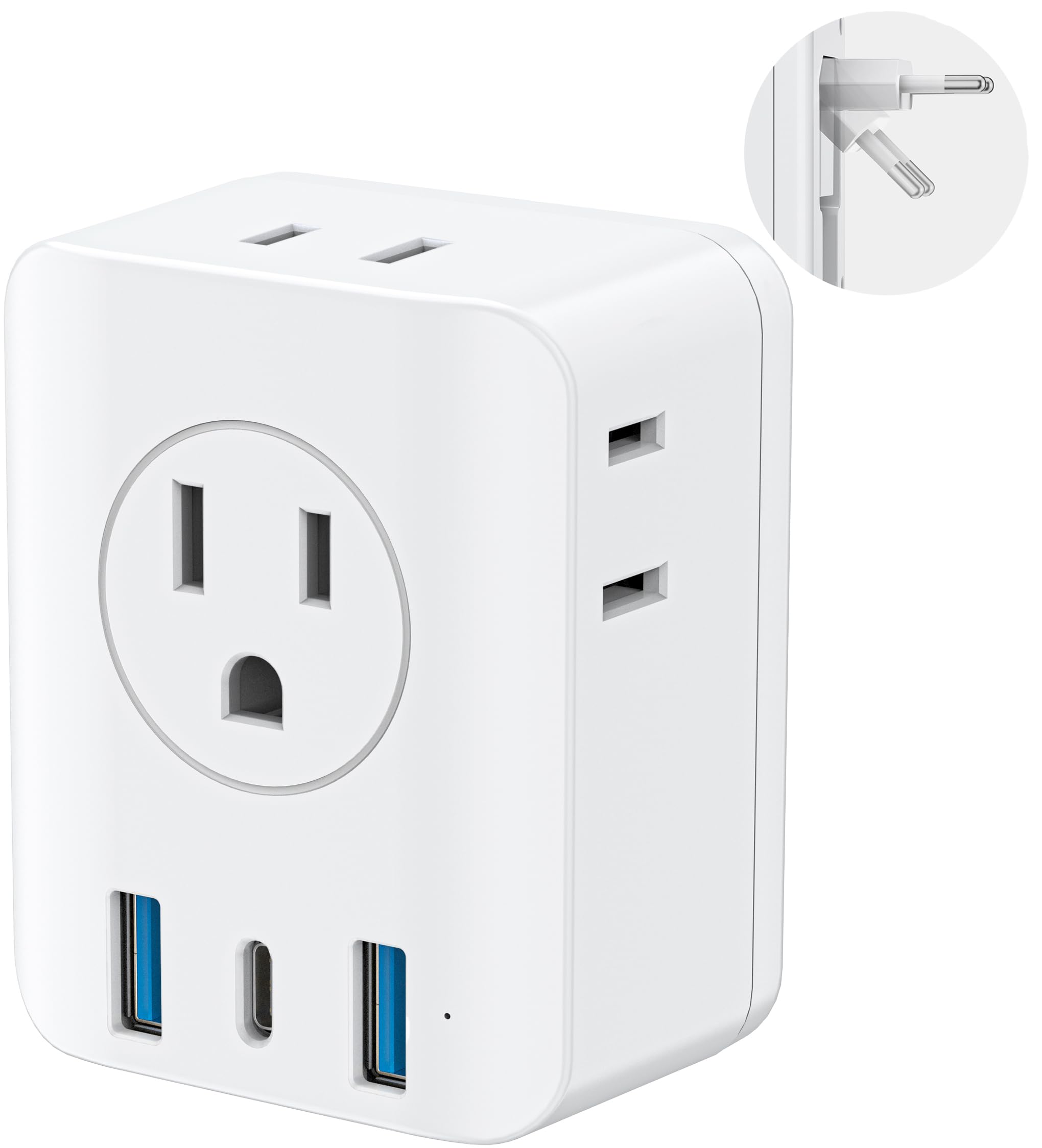 European Travel Plug Adapter, Olcorife Foldable International Power Adapter With 4 Outlets 3 Usb Ports, Type C Plug Adapter For