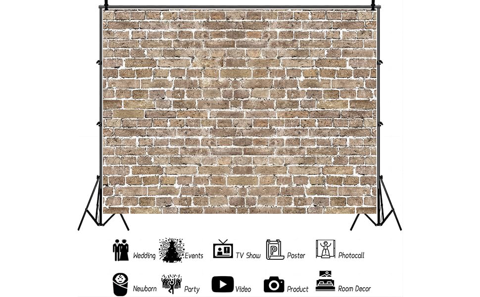 Yynxsy 7X5Ft Brick Wall Background Primary Color Brick Background Large Fabric Brick Photo Background Baby Shower Birthday Party