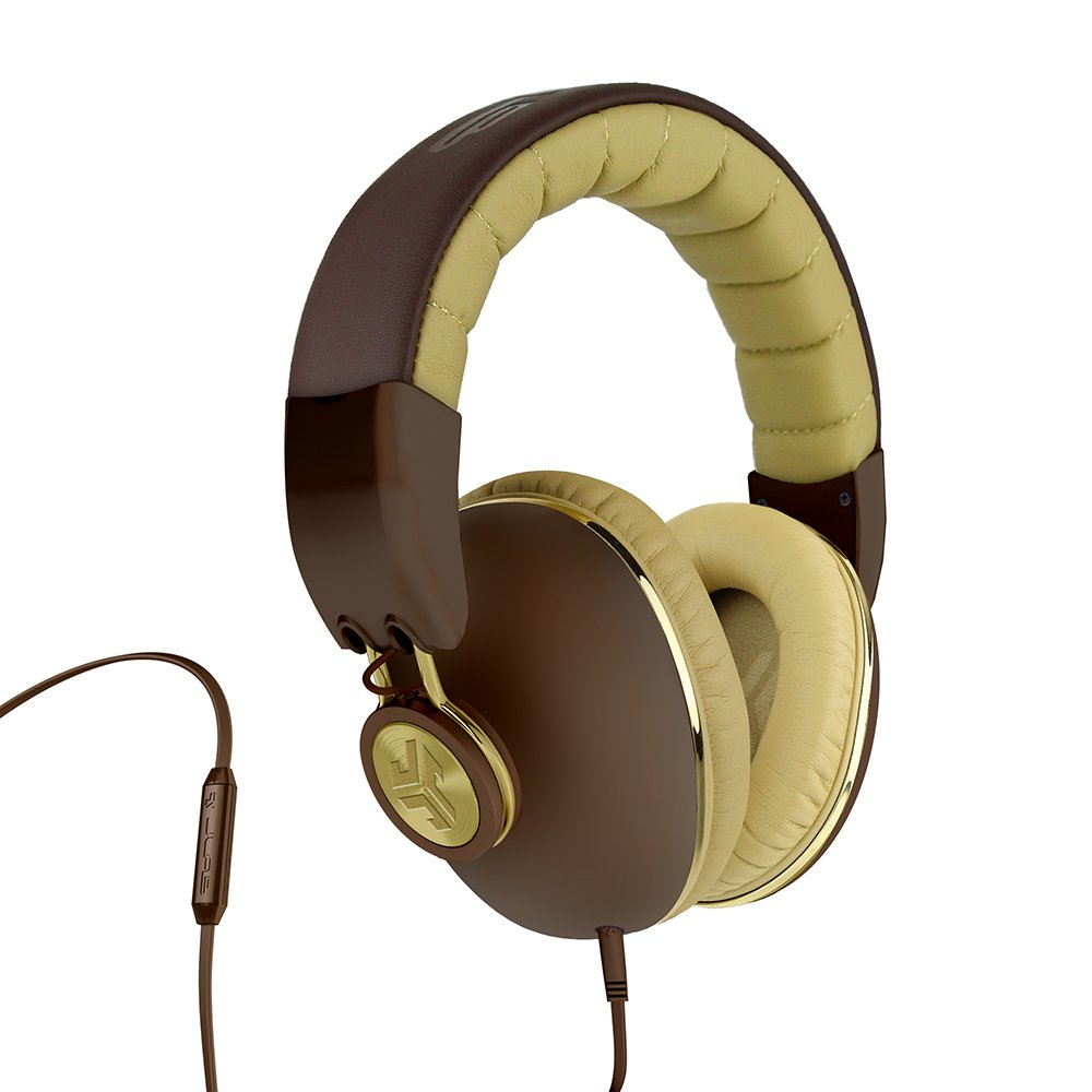 Jlab Audio Bombora Over Ear Headphones With Universal Mic, Matte Brown/Gold