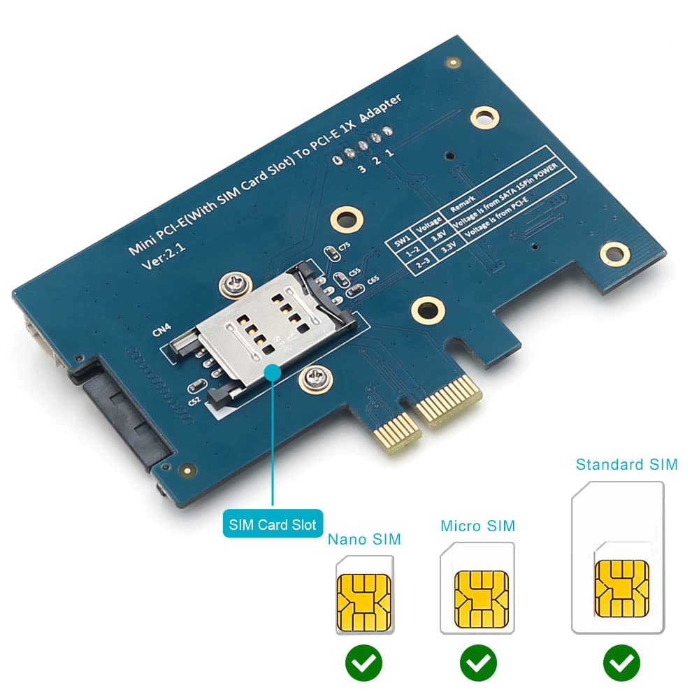 Mini Pci E Pci Express To Pci E 1X Adapter With Sim Card Slot