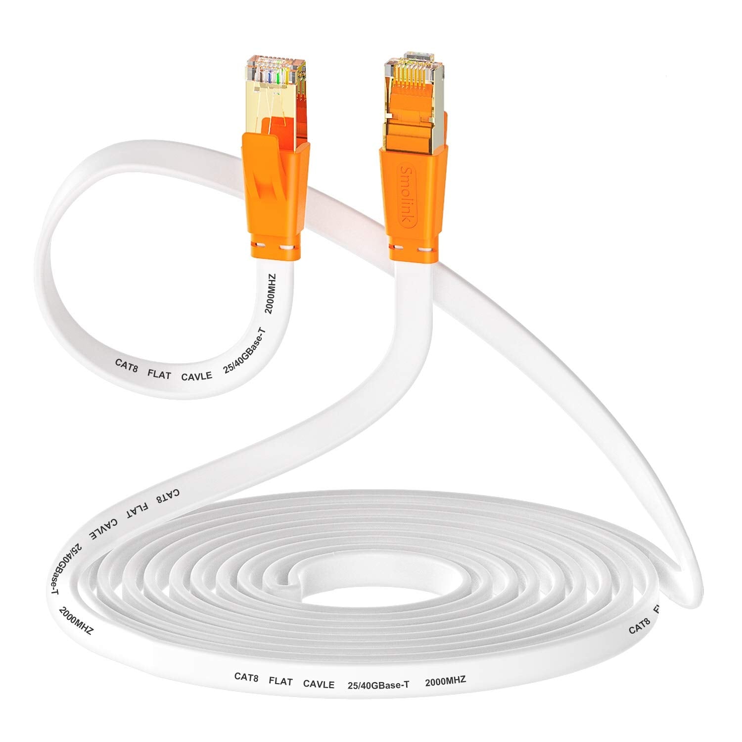 Smolink Ethernet Cable 1.5 Ft, Cat 8 Ethernet Cable 2000Mhz 40Gbps, Internet Cable Professional Flat Lan Cable Sftp Patch Cord W