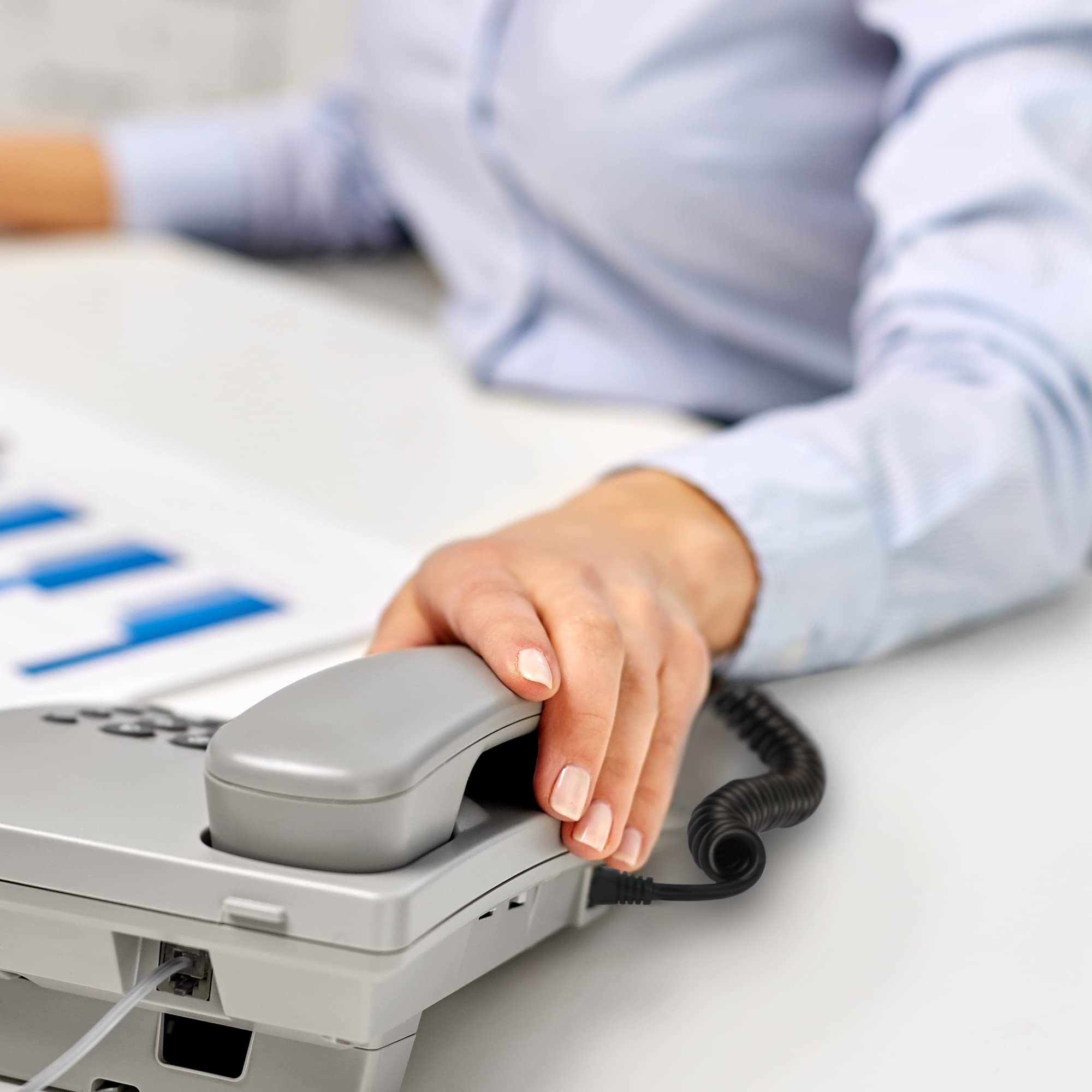 Riieyoca Rj12 Telephone Cord, 6P6C Male To Male Telephone Straight Wired Cable, Retractable Spring Cable(1.5M/4.92Ft, Black)