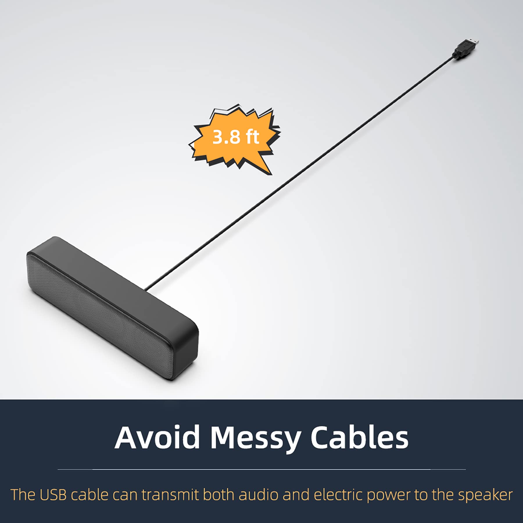 [Upgraded] Usb Computer /Laptop Speaker With Stereo Sound & Enhanced Bass, Portable Mini Sound Bar For Windows Pcs, Desktop Comp