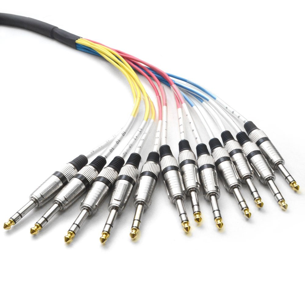 12 Channel 1/4 Trs Snake Cable - 15 Feet Long - Serviceable Ends - Pro Audio Effects Snake For Live Live, Recording, Studios, An