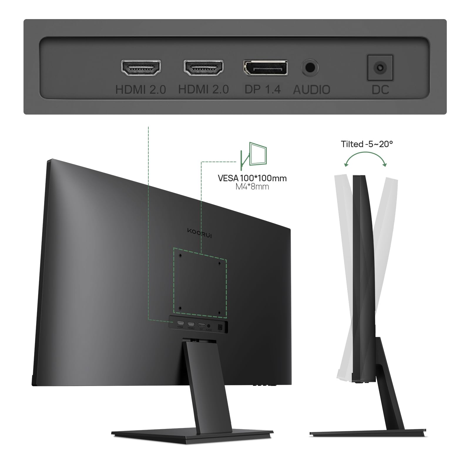 Koorui 27 Inch 4K Uhd(3840 * 2160) Monitor Ips Ultra-Thin Computer Monitor With 95% Dci-P3, Freesync & G-Sync, Displayport&Hdmi,