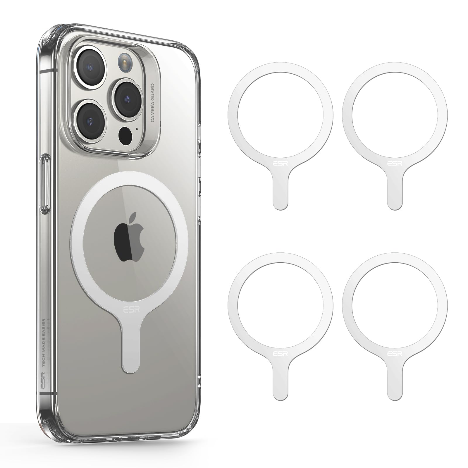 Esr For Magsafe Sticker 360, Magsafe Ring Magnet (Halolock), 4 Pack Magnetic Ring, Universal Magnetic Wireless Charger Conversio