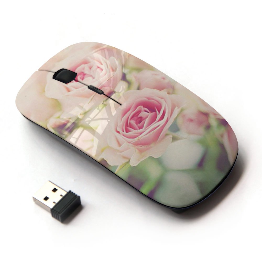 Koolmouse [ Optical 2.4G Wireless Mouse [ Rose Vignette Pink Floral Spring Nature ]