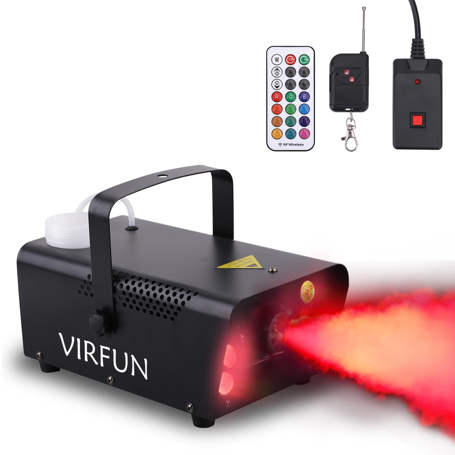 Fog Machine, 6 Led Lights With 12 Colors Effect, Virfun Smoke Machine With Wireless&Wired Remote Control For Parties Halloween W