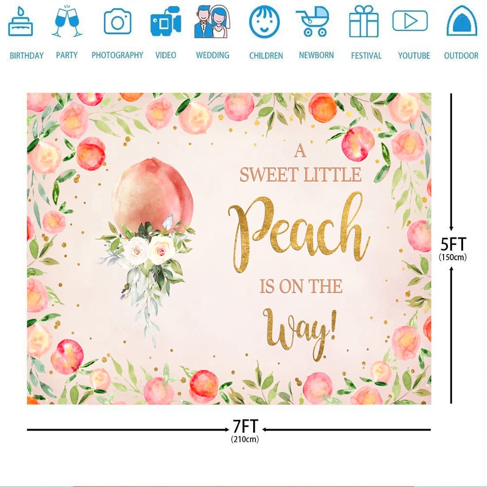 Ticuenicoa A Sweet Little Peach Is On The Way Backdrop For Baby Shower Pink Peach Photography Background For Babyshower It'S A Girl Backdrops Oh Baby Banner For Girl Birthday Photo Booth Props 5X3Ft