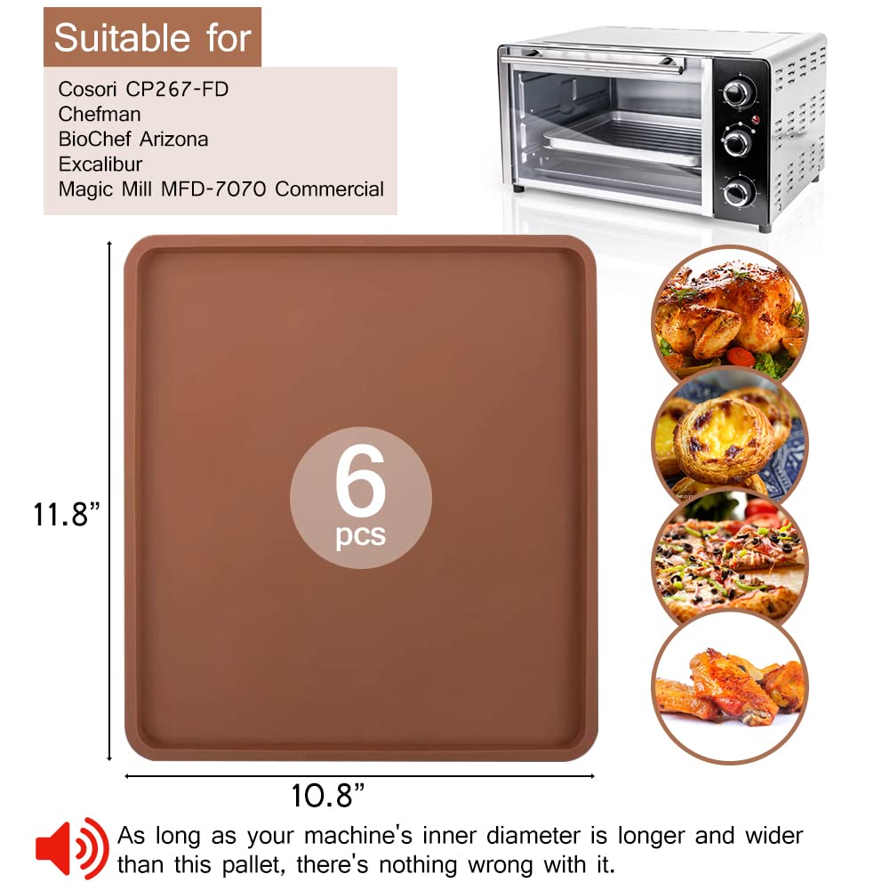 6 Pack Silicone Dehydrator Trays Compatible With Cosori Cp267 Fd, Nonstick Silicone Drye Sheets With Edge, Multi Purpose Reusabl