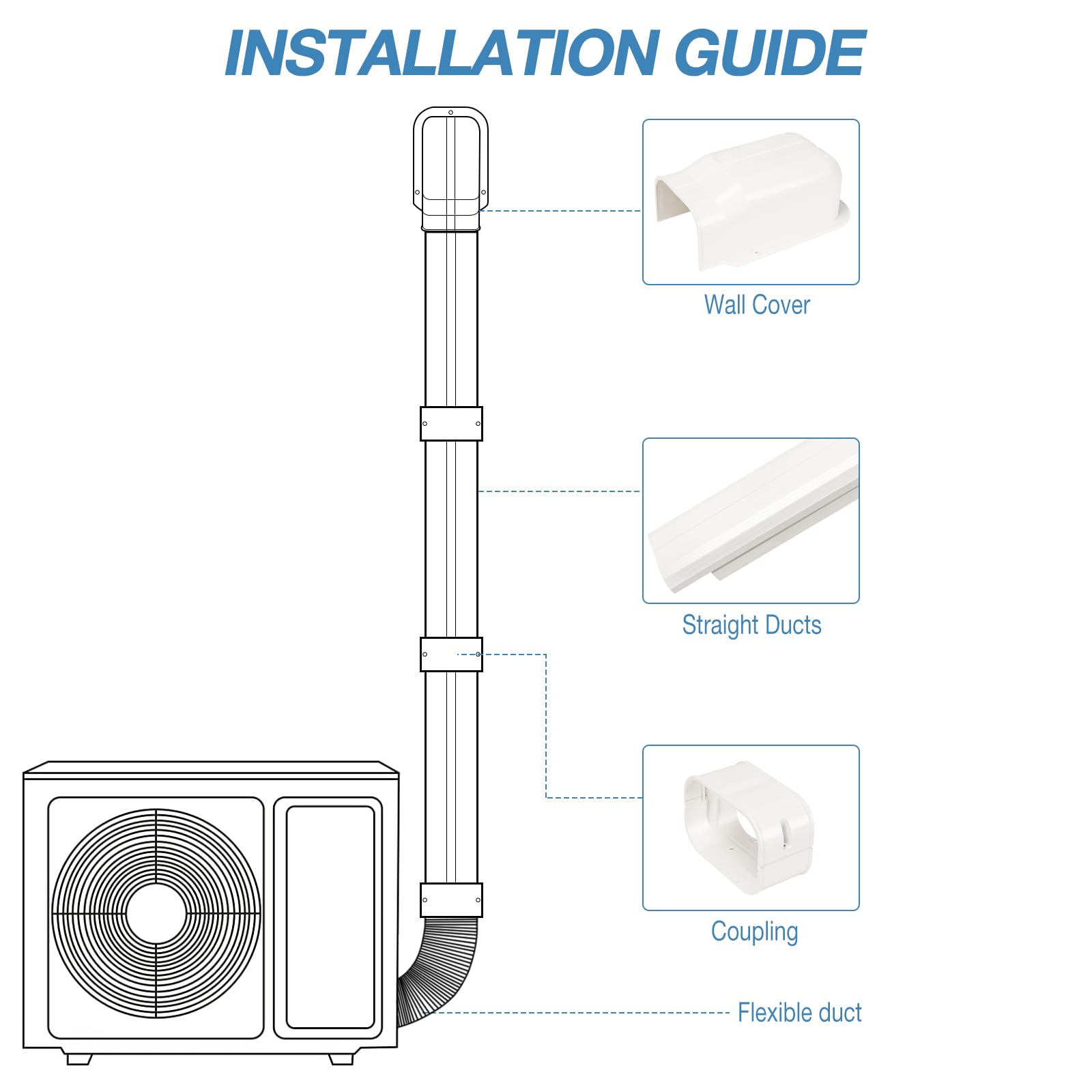 4'' W 9Ft L Line Set Cover Kit For Mini Split Air Conditioners Decorative Pvc Slim Line Cover For Central Ac & Heat Pumps System