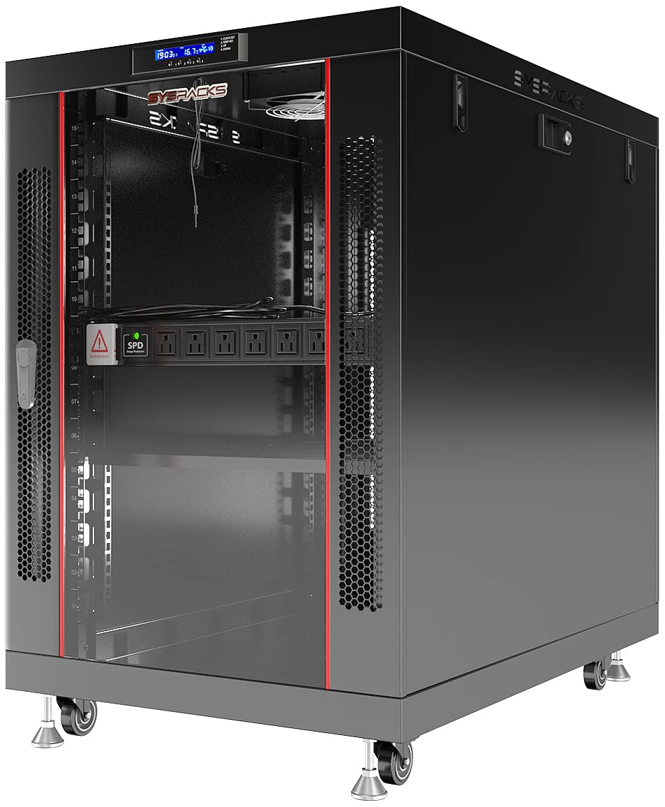 Sysracks 15U 35Inch Deep Server Rack Cabinet It Enclosure Premium Series Data It Locking Under Desk Network Rack With Wheels Pdu And Other Accessories