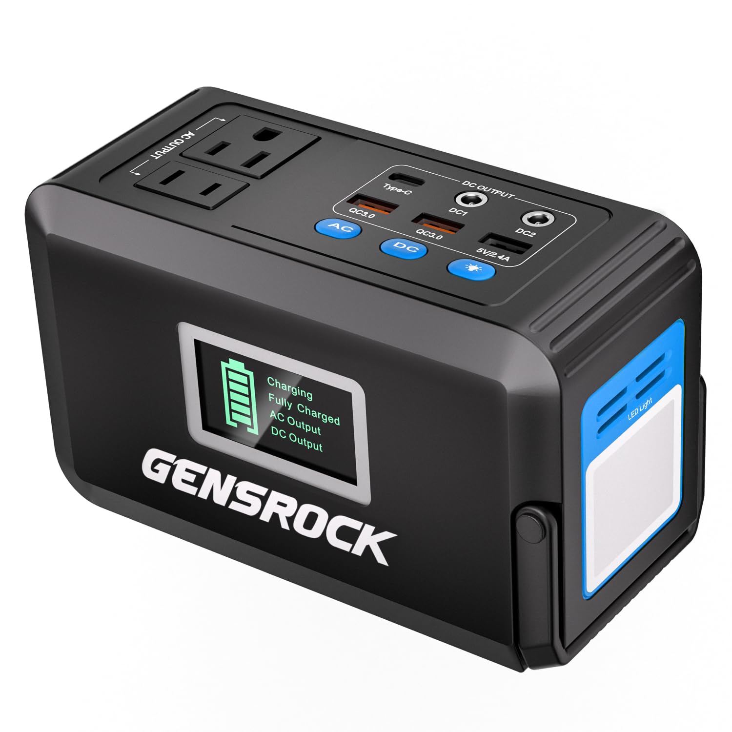 Gensrock Portable Power Station, 88Wh Camping Solar Generator, Lithium Battery Power Bank With 2 110V/150W Peak Ac Outlet, Qc 3.