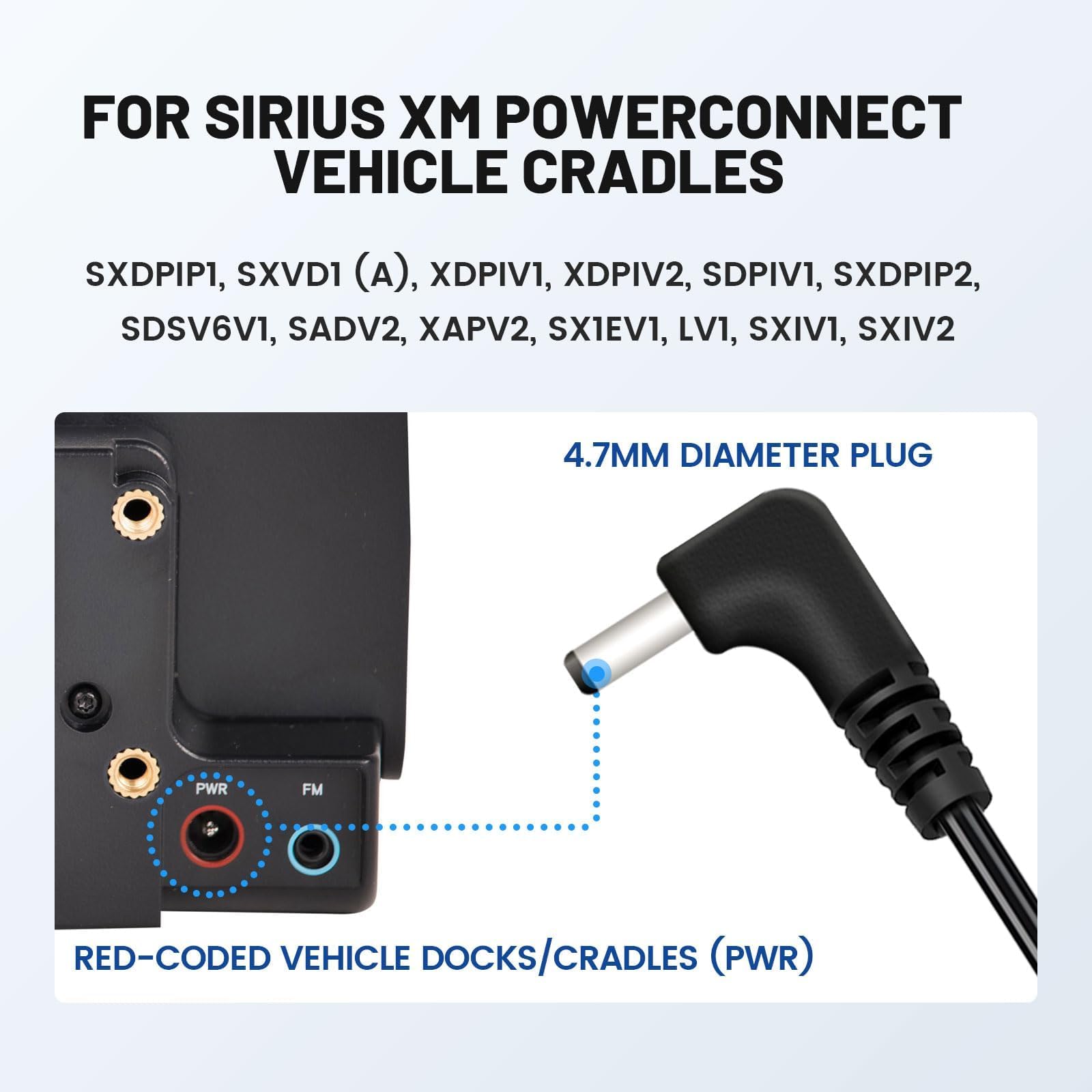 Anina 6.5Ft Usb Power Cord Cable With 4.7Mm Diameter For Onyx Stratus Sirius Xm Radio, 5V Charger Connector For Powerconnect Rec