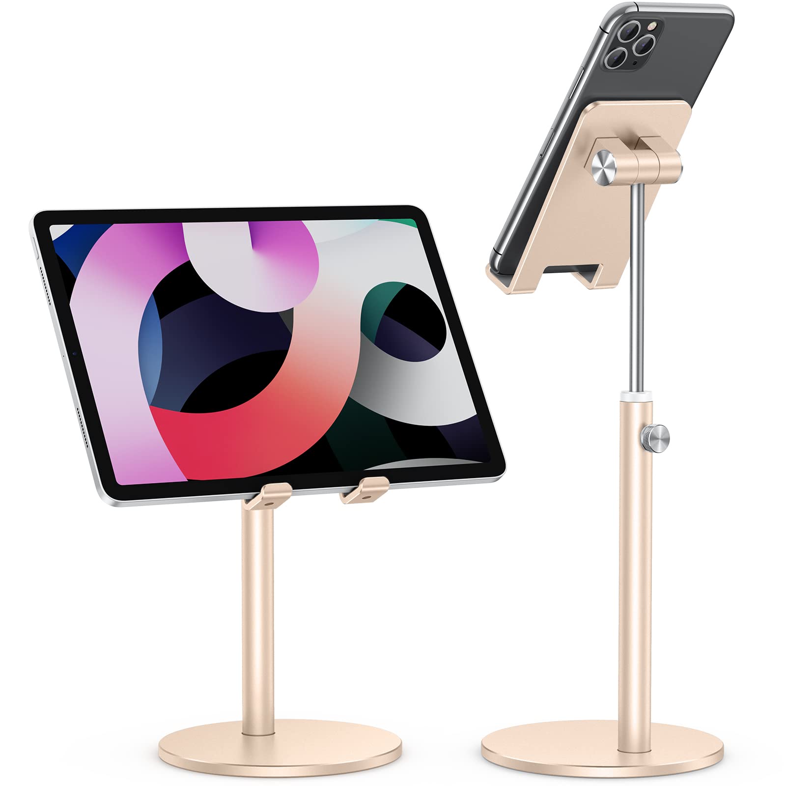 Omoton Cell Phone Stand, Angle Height Adjustable Phone Stand, Aluminum Desktop Phone Holder Dock Stand For Desk, Compatible With Iphone 13/Mini/Pro/Max, All Smartphones And Tablets(4 11''),Gold